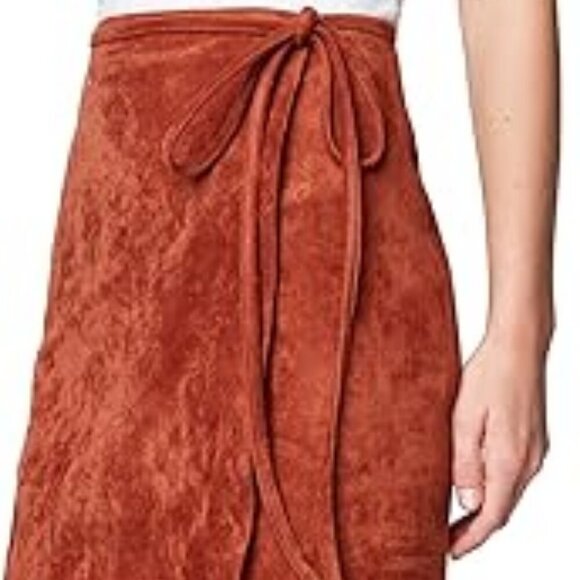 NWT BLANK NYC Mud Pie Suede Leather Wrap Mini Skirt Hot Toffee 26\SM - Picture 2 of 7